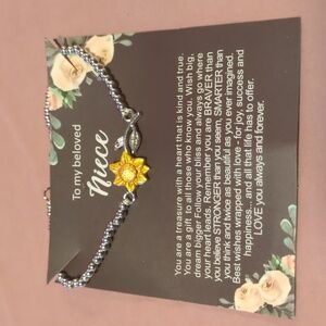 Niece Gift Beaded sunflower bracelet new on card